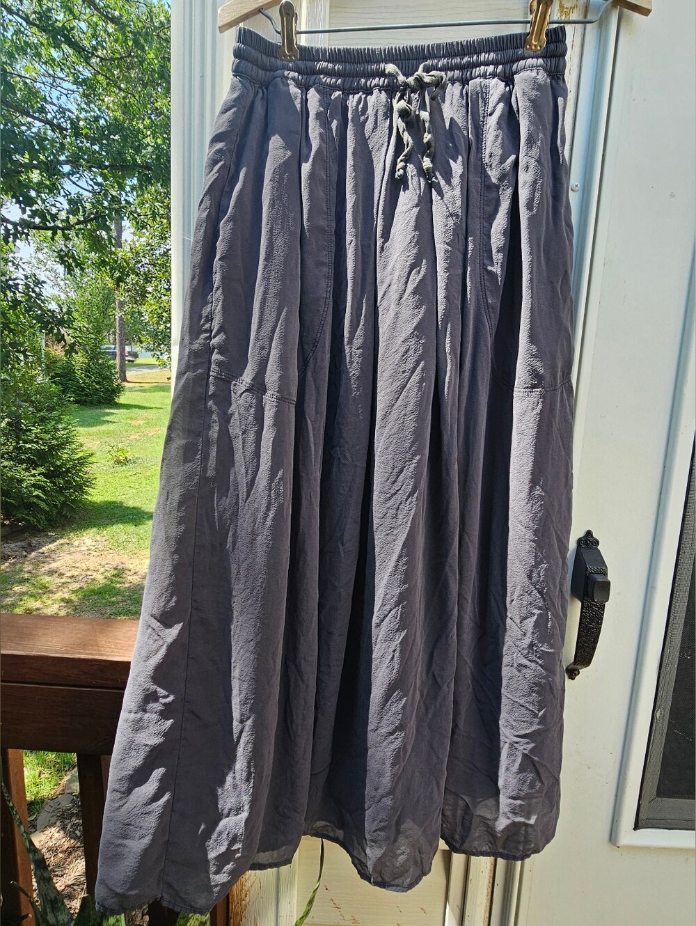 Italy Silk Maxi Skirt Long Gray Woman's Sz XS IT 1  US 2 Pockets Natural Fibers